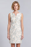Mini vestido de trabajo bodycon con cuello redondo azul claro floral