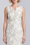 Mini vestido de trabajo bodycon con cuello redondo azul claro floral