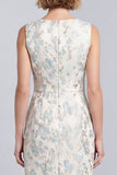 Mini vestido de trabajo bodycon con cuello redondo azul claro floral