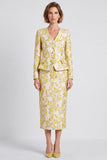 Vestido de trabajo Midi color bodycon escote en V con escote en V y pecho sencillo amarillo claro con abertura