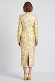 Vestido de trabajo Midi color bodycon escote en V con escote en V y pecho sencillo amarillo claro con abertura