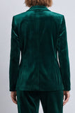 Trajes de mujer de dos piezas de solapa de terciopelo verde oscuro con doble cruzamento