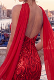 Vestido corto de bienvenida a casa con lentejuelas doradas y cortes