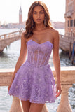 Corsé rosa transparente floral A-line Sweetheart con cordones en la espalda con abalorios