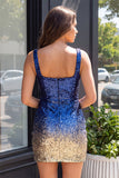 Vestido de bienvenida a casa con lentejuelas de cuello cuadrado verde y dorado con lentejuelas y corte