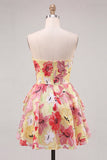 Vestido rosa A-Line A-Line Floral con cuentas y cuentas de bienvenida