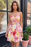 Vestido rosa A-Line A-Line Floral con cuentas y cuentas de bienvenida