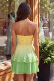 Vestido de bienvenida de fin de curso amarillo y rosa, tirante de gasa de gasa