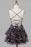Vestido de bienvenida en la espalda con tirantes finos negros negros de tirantes finos con encaje floral y lentejuelas