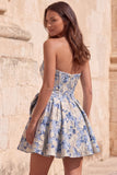 Corsé sin tirantes rojo Jacquard Vestido floral de bienvenida con lazo