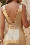 Vestido de bienvenida corto ajustado y ajustado de escote en V azul cielo metálico