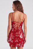 Vestido de bienvenida de bienvenida con lentejuelas bodycon verde brillante, tirantes finos, cordones