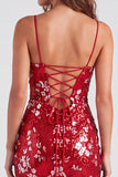 Vestido de bienvenida de bienvenida con lentejuelas bodycon verde brillante, tirantes finos, cordones