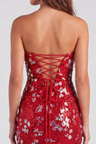 Vestido corto de bienvenida de los 80 de los años 80 con lentejuelas sin tirantes sin tirantes