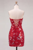 Vestido corto de bienvenida de los 80 de los años 80 con lentejuelas sin tirantes sin tirantes