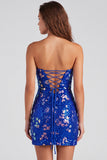 Vestido corto de bienvenida de los 80 de los años 80 con lentejuelas sin tirantes sin tirantes