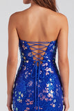 Vestido corto de bienvenida de los 80 de los años 80 con lentejuelas sin tirantes sin tirantes