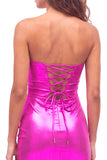 Vestido de bienvenida de los 80 de los años 80 con cordón metálico dorado bodycon bodycon ojo de cerradura