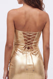 Vestido de bienvenida de los 80 de los años 80 con cordón metálico dorado bodycon bodycon ojo de cerradura