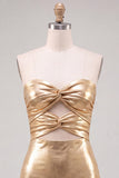 Vestido de bienvenida de los 80 de los años 80 con cordón metálico dorado bodycon bodycon ojo de cerradura