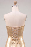 Vestido de bienvenida de los 80 de los años 80 con cordón metálico dorado bodycon bodycon ojo de cerradura