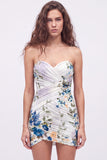 Vestido corto de bienvenida corto floral fruncido Black Sweetheart con encaje en la espalda