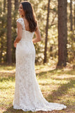 Vestido de novia largo con cuello cuadrado y marfil de marfil sirena