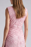 Vestido formal largo floral de lentejuelas sirenas rosas