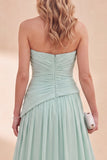 Vestido Maxi de A-Line de Aline verde menta sin tirantes