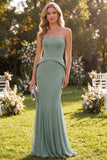 Vestido largo de sirena Eucalipto Sweetheart con cuentas