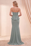 Vestido largo de sirena Eucalipto Sweetheart con cuentas