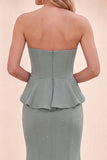 Vestido largo de sirena Eucalipto Sweetheart con cuentas