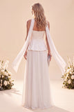 Vestido Maxi de gasa rizada y tirantes de color lila claro con volantes y bolas