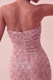 Vestido corto corto de lentejuelas de lentejuelas azul marino sin tirantes brillante