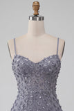 Bodycon vestido corto de bienvenida con volantes cortos de finos florales de lavanda lavanda polvorienta
