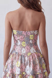 Vestido corto corto de bienvenida rosa rosa A-Line A-Line con escaleras y lentejuelas