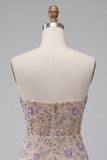 Sweetheart Dusty Sage bodycon floral transparente Corsé Cortísimo de Homecoming con cuentas