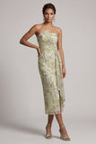 Vestido de madre de la novia con faja Dusty Sage Body-Cein Body-Con Lentejuelas Arrugadas y Body-Cey