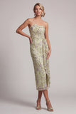 Vestido de madre de la novia con faja Dusty Sage Body-Cein Body-Con Lentejuelas Arrugadas y Body-Cey