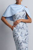 Vestido de Madre de la Novia Midi de Lentejuelas Bodycon Bodycon Color Azul Celeste y Bolsillos