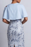 Vestido de Madre de la Novia Midi de Lentejuelas Bodycon Bodycon Color Azul Celeste y Bolsillos