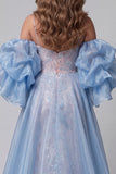 Sirenas azul y rosa, lentejuelas florales, tirantes finos, vestido largo de concurso, cola con volantes,