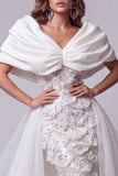 Vestido largo de concurso con lentejuelas blancas sirena, lentejuelas caídas sobre el hombro