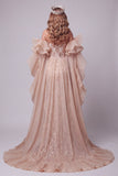 Vestido largo de concurso con cola y cola con Champagne Sweetheart Siren