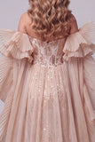 Vestido largo de concurso con cola y cola con Champagne Sweetheart Siren