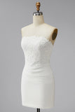 Vestido de mini despedida de soltera blanco bodycon tirantes con encaje