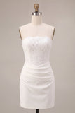 Vestido de mini despedida de soltera blanco bodycon tirantes con encaje