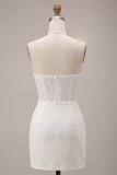Vestido de mini despedida de soltera blanco bodycon tirantes con encaje