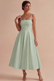 Vestido de compromiso Midi elegante con tirantes blancos en línea A