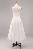 Vestido de compromiso Midi elegante con tirantes blancos en línea A